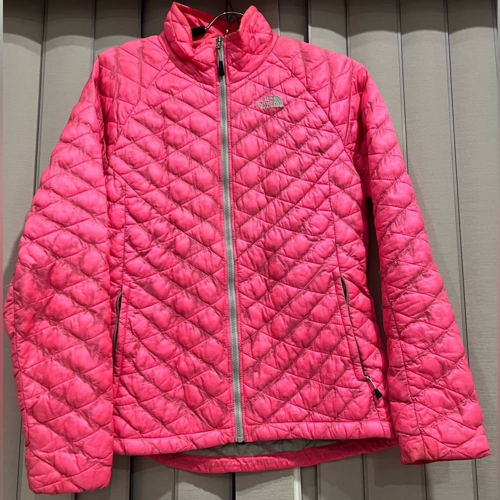 The North Face puffer jacket hot pink